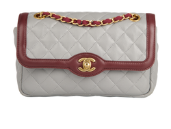 Timeless Small Flap Bag,Lambskin,Grey/Burgundy,E,219342116,3*